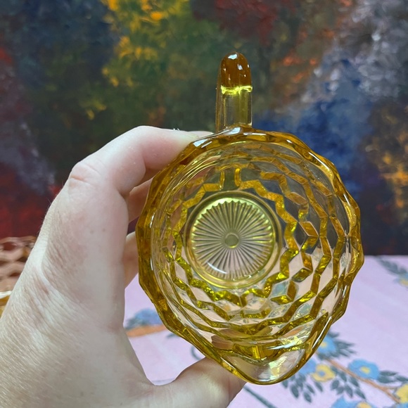 VTG Yellow Amber Depression Glass Cubist Creamer and Sugar Set - Picture 3 of 8